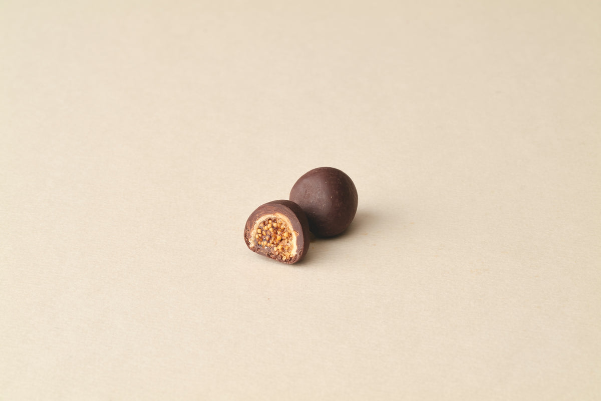 Organic couverture chocolate with white figs